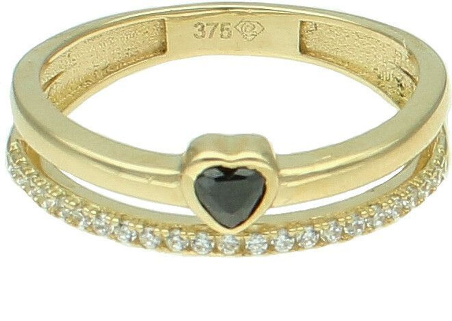 Złoty pierścionek damski 375 czarne serduszko rozmiar 11 PI 6618 375.jpg